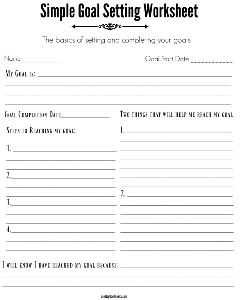 4 Free Goal Setting Worksheets â Free Forms, Templates And Ideas